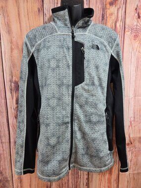 The North Face Gray Black Full Zip Fleece Jacket Size Medium